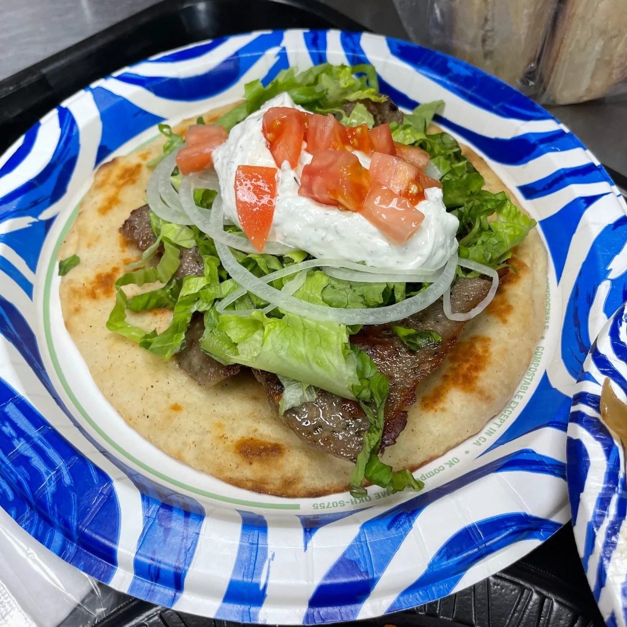 Traditional Gyro Meat on Pita.